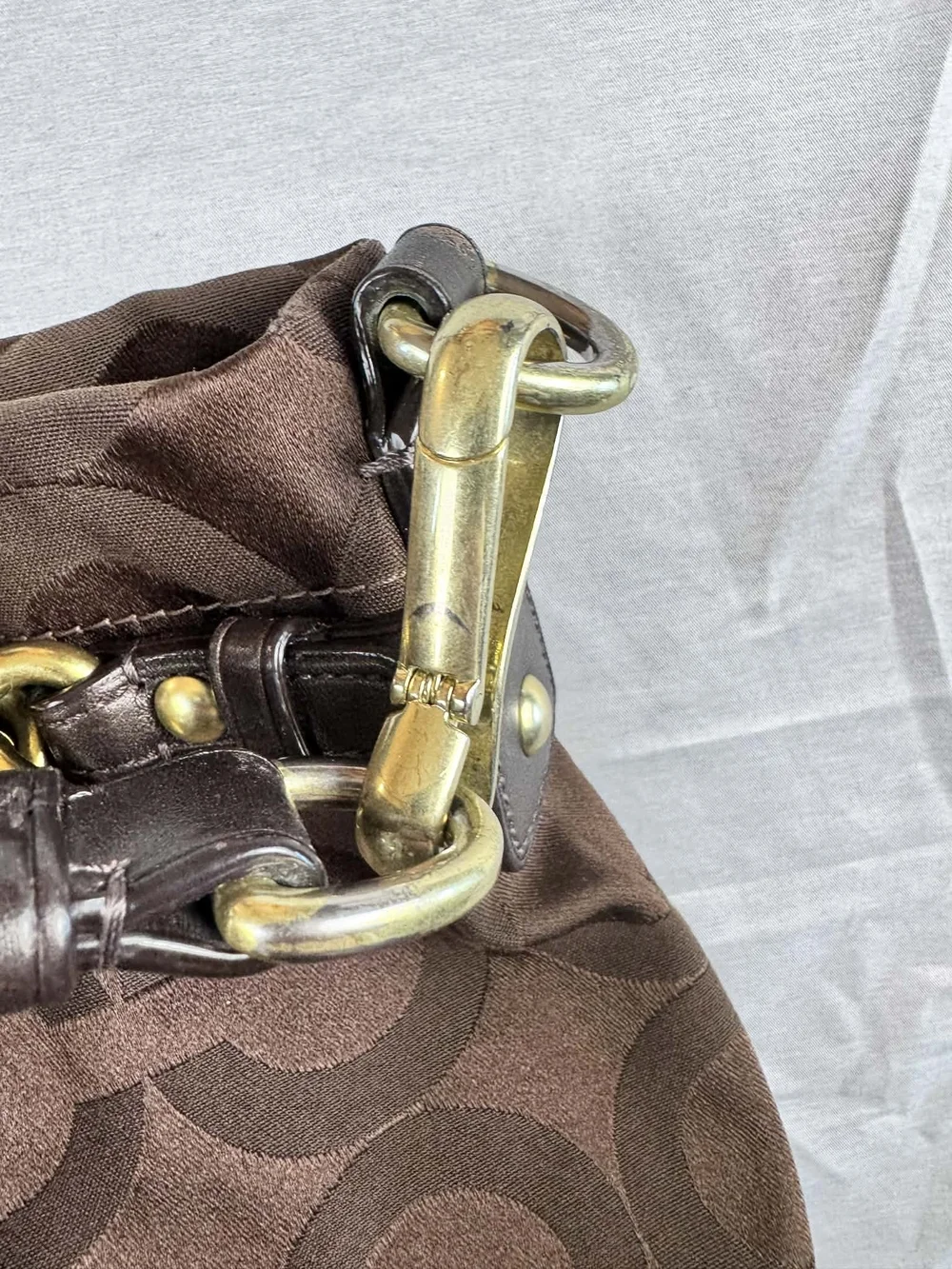 Coach Brooke 14146 Brown Canvas Leather Signature Hobo Y2K - Picture 3 of 7